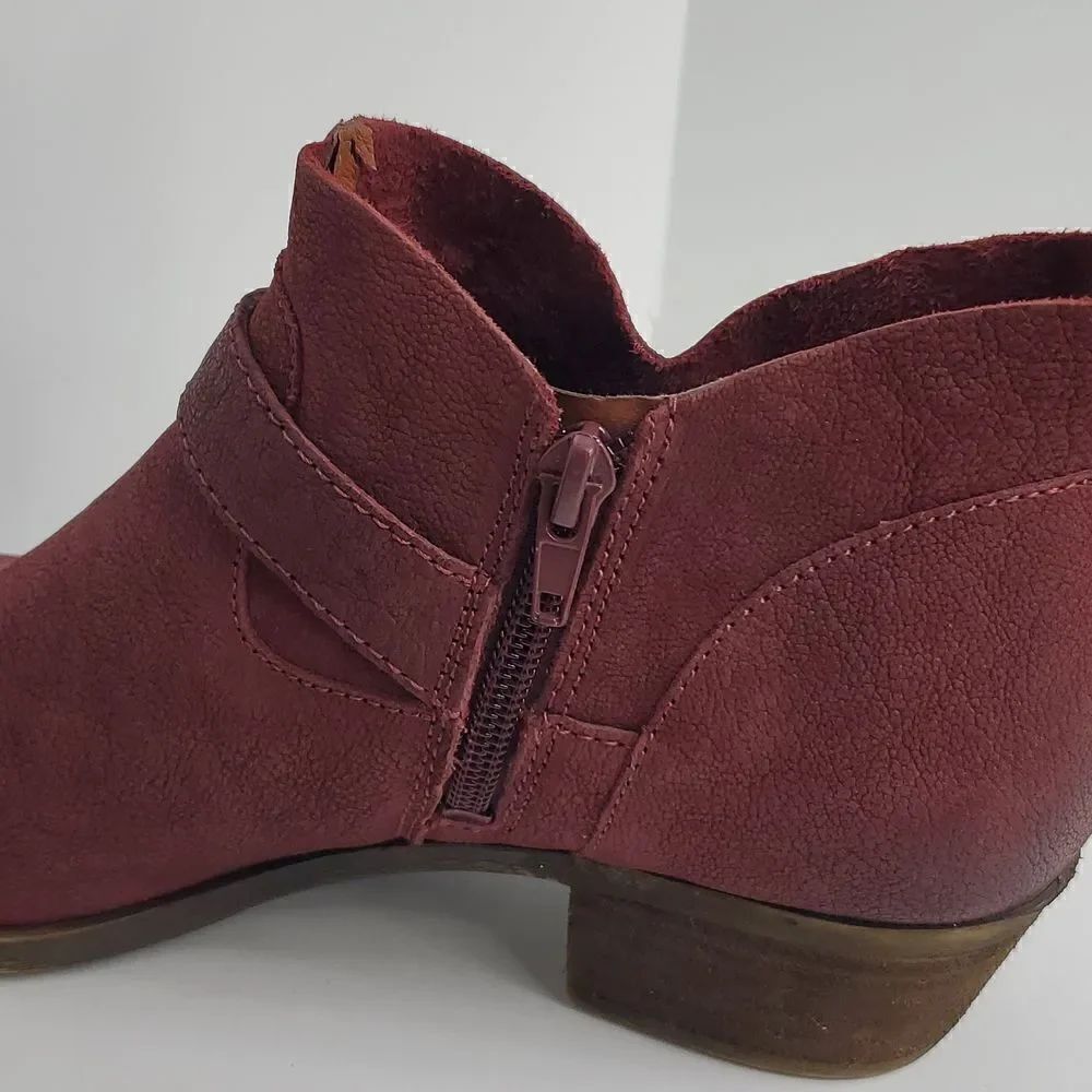 Lucky Brand LK-Boomer Leather Ankle Bootie Ruby Wine Size 7.5 M - Picture 7 of 13